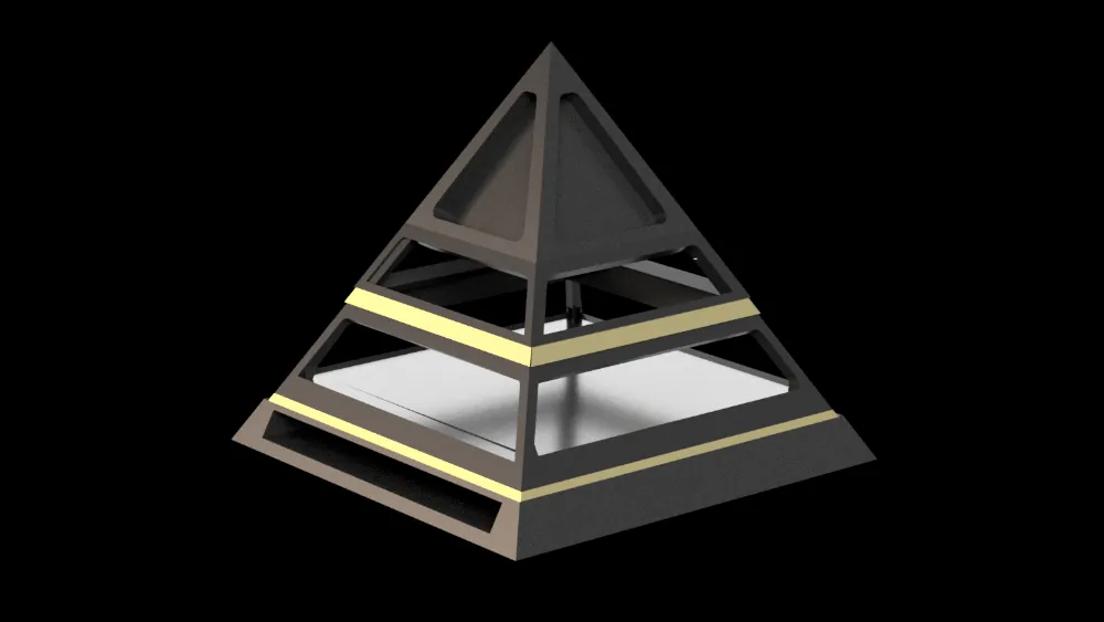 Render de la cámara de pruebas piramidal B.D.P